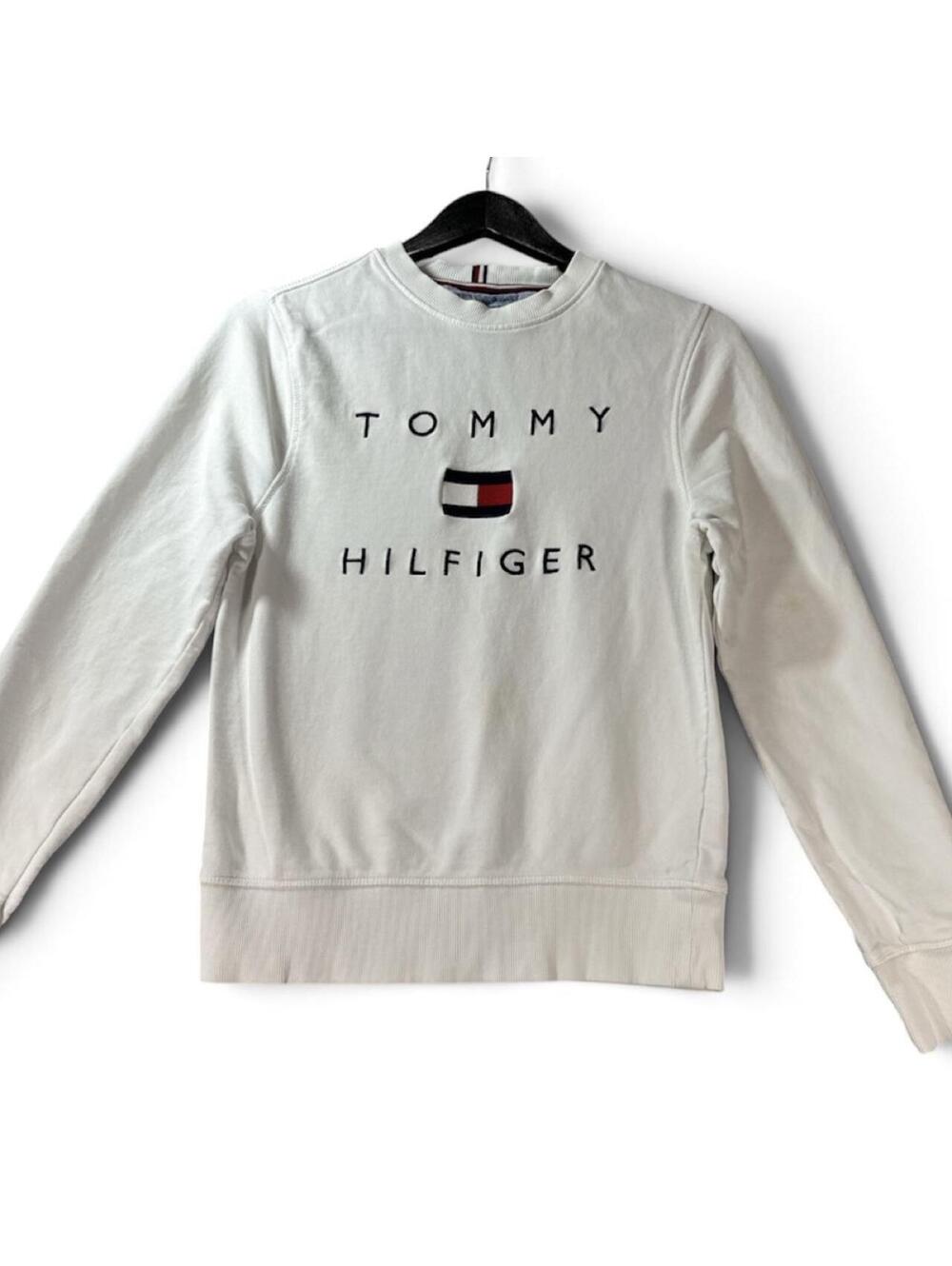 Tommy Hilfiger White Logo Crewneck Sweatshirt XS